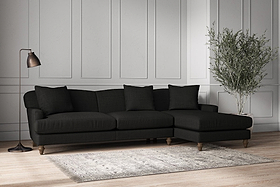Deni Grand Right Hand Chaise Sofa - Brera Linen Charcoal