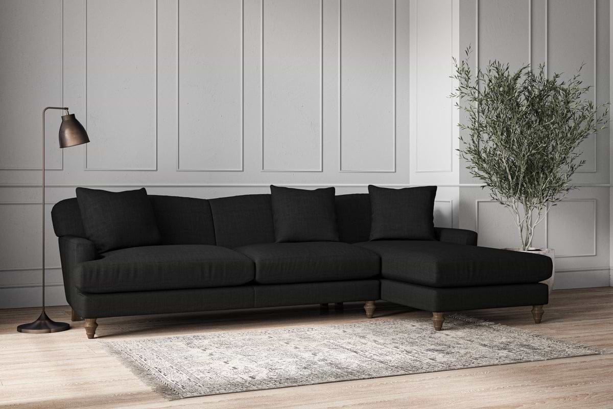 Deni Grand Right Hand Chaise Sofa - Brera Linen Charcoal