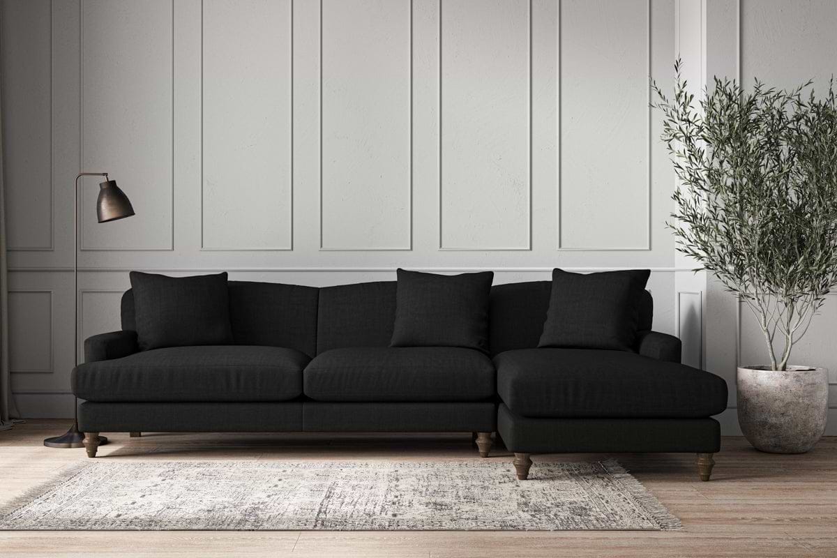 Deni Grand Right Hand Chaise Sofa - Brera Linen Charcoal-MAKE TO ORDER-Nkuku