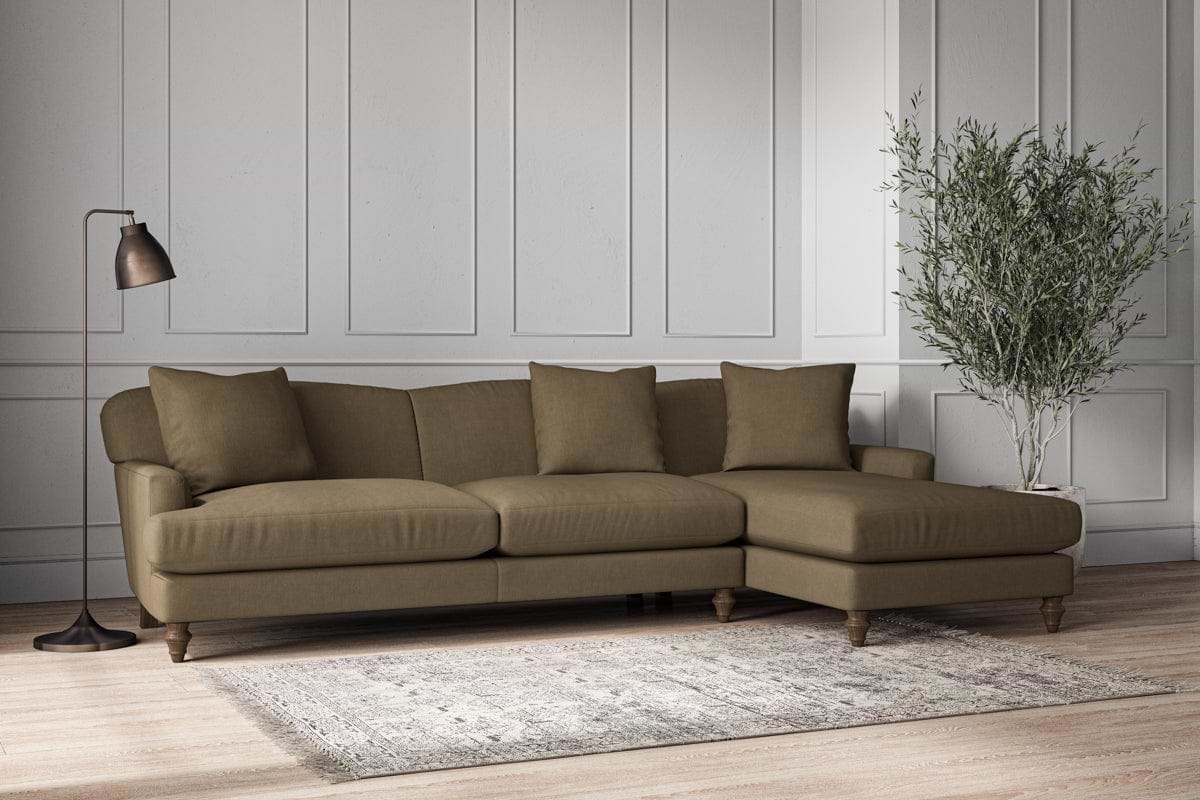 Deni Grand Right Hand Chaise Sofa - Brera Linen Chestnut