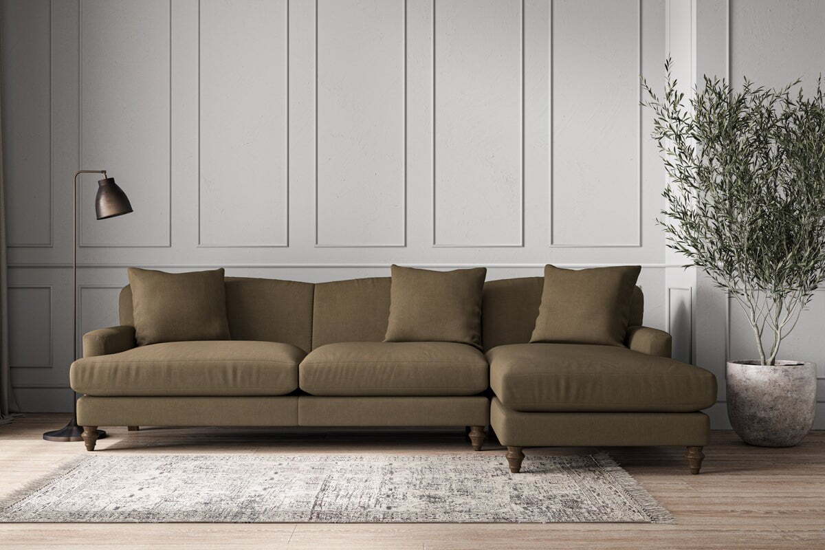Deni Grand Right Hand Chaise Sofa - Brera Linen Chestnut-MAKE TO ORDER-Nkuku