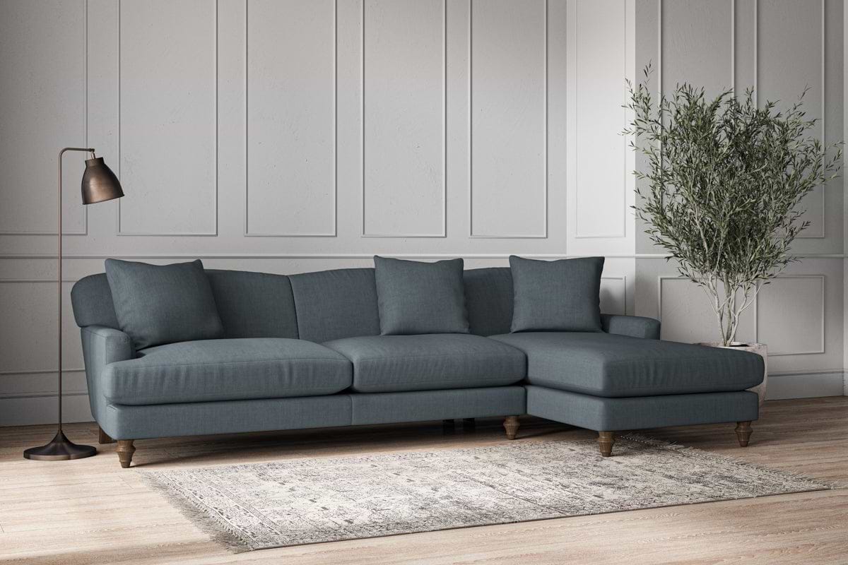 Deni Grand Right Hand Chaise Sofa - Brera Linen Dusk