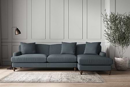 Deni Grand Right Hand Chaise Sofa - Brera Linen Dusk