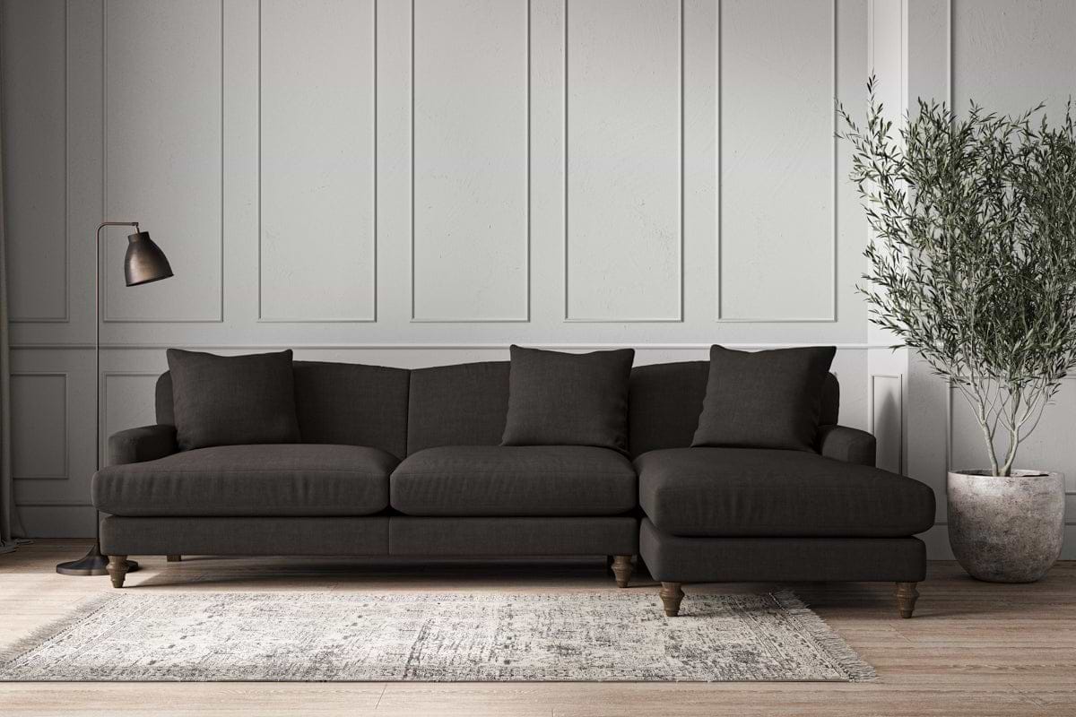 Deni Grand Right Hand Chaise Sofa - Brera Linen Espresso-MAKE TO ORDER-Nkuku