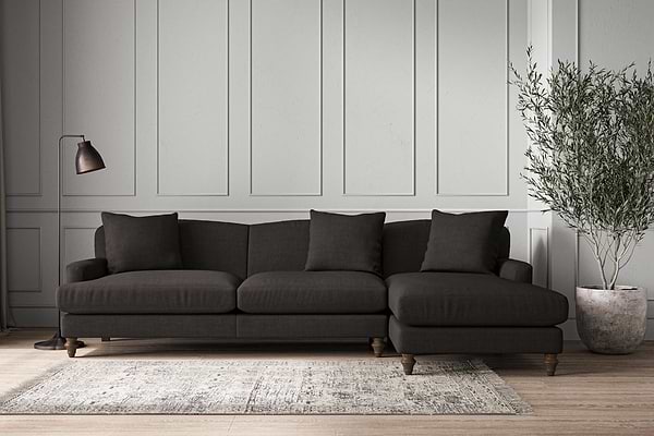 Deni Grand Right Hand Chaise Sofa - Brera Linen Espresso