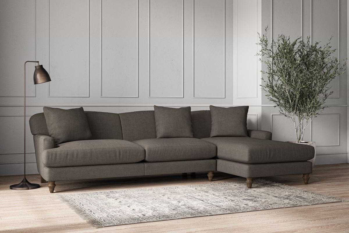 Deni Grand Right Hand Chaise Sofa - Brera Linen Granite
