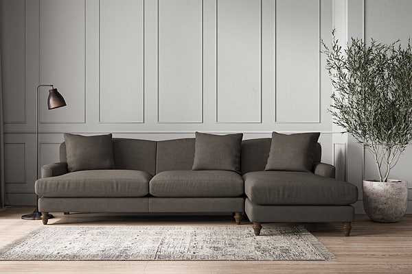 Deni Grand Right Hand Chaise Sofa - Brera Linen Granite