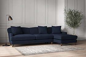 Deni Grand Right Hand Chaise Sofa - Brera Linen Indigo