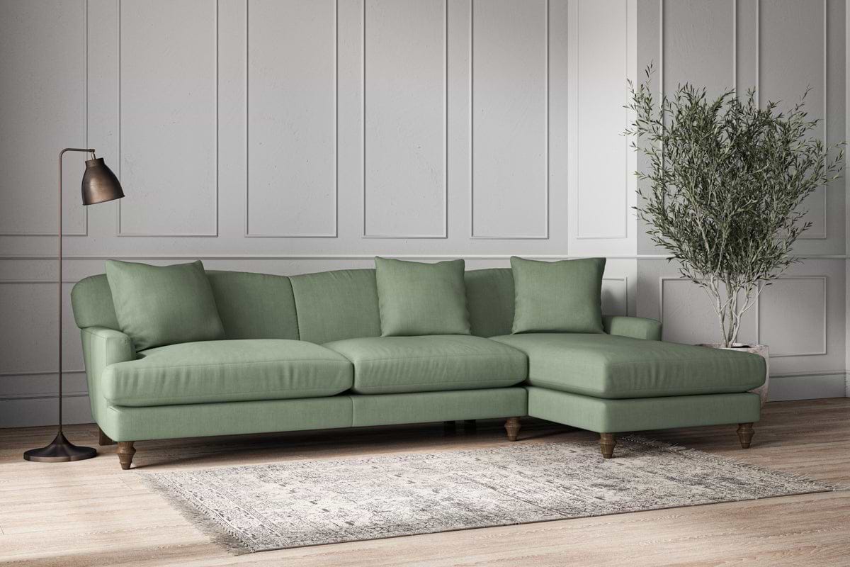 Deni Grand Right Hand Chaise Sofa - Brera Linen Jade