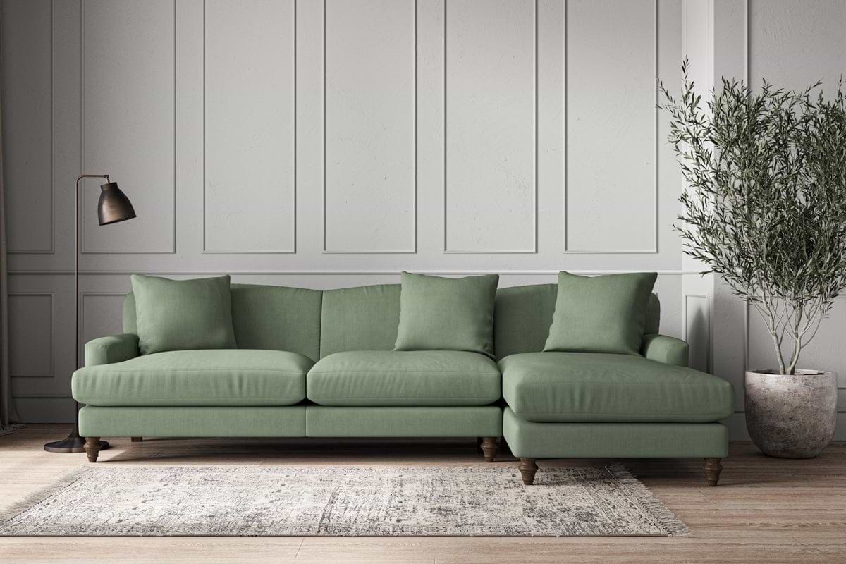 Deni Grand Right Hand Chaise Sofa - Brera Linen Jade-MAKE TO ORDER-Nkuku