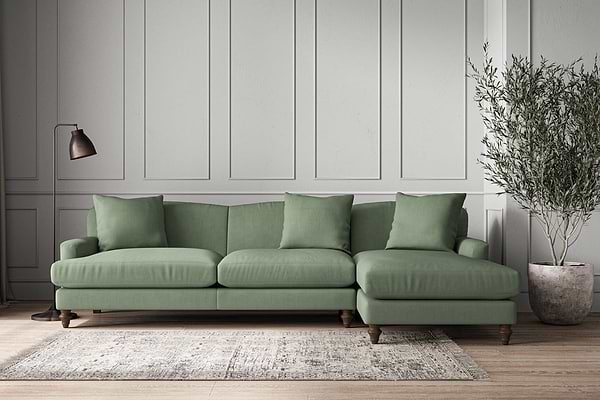 Deni Grand Right Hand Chaise Sofa - Brera Linen Jade