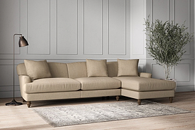 Deni Grand Right Hand Chaise Sofa - Brera Linen Pebble