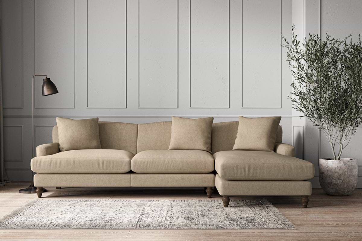 Deni Grand Right Hand Chaise Sofa - Brera Linen Pebble-MAKE TO ORDER-Nkuku