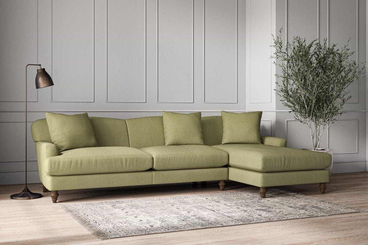 Deni Grand Right Hand Chaise Sofa - Brera Linen Sage