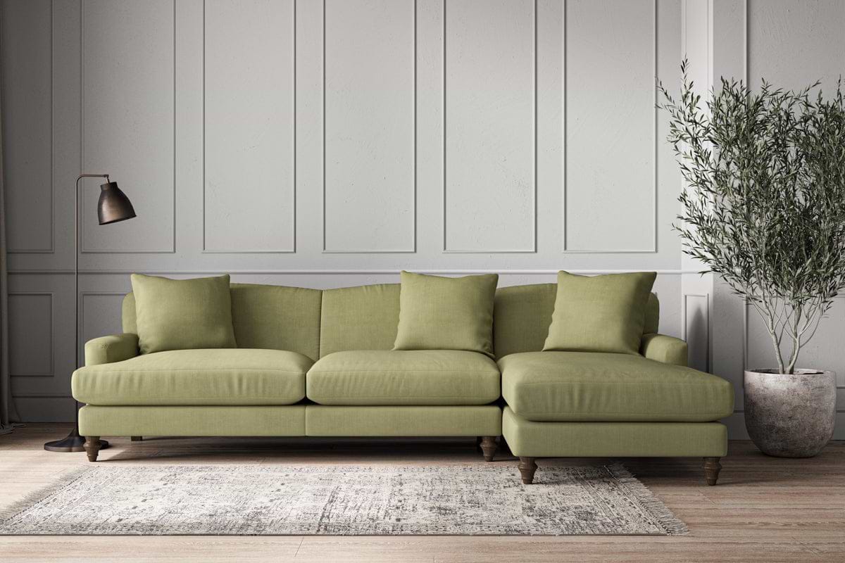 Deni Grand Right Hand Chaise Sofa - Brera Linen Sage-MAKE TO ORDER-Nkuku