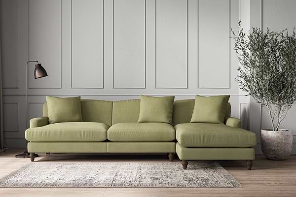 Deni Grand Right Hand Chaise Sofa - Brera Linen Sage