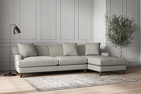 Deni Grand Right Hand Chaise Sofa - Brera Linen Smoke