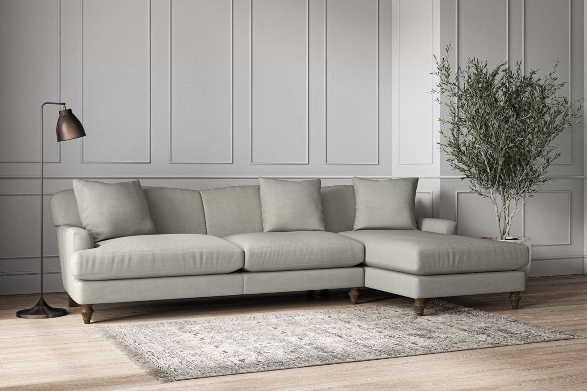 Deni Grand Right Hand Chaise Sofa - Brera Linen Smoke