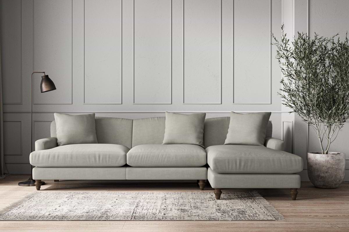 Deni Grand Right Hand Chaise Sofa - Brera Linen Smoke-MAKE TO ORDER-Nkuku