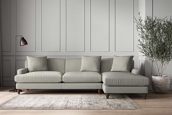 Deni Grand Right Hand Chaise Sofa - Brera Linen Smoke