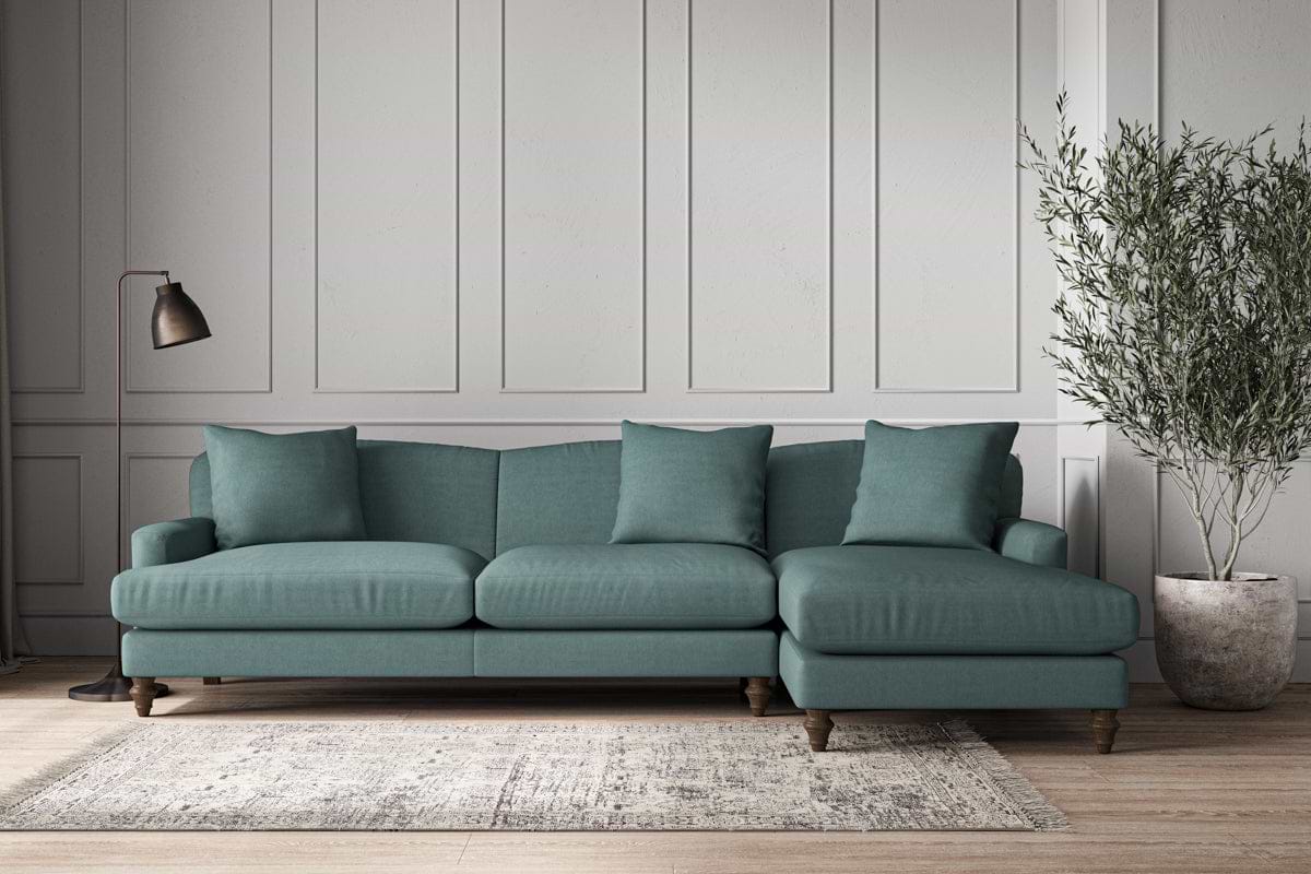 Deni Grand Right Hand Chaise Sofa - Recycled Cotton Airforce-MAKE TO ORDER-Nkuku