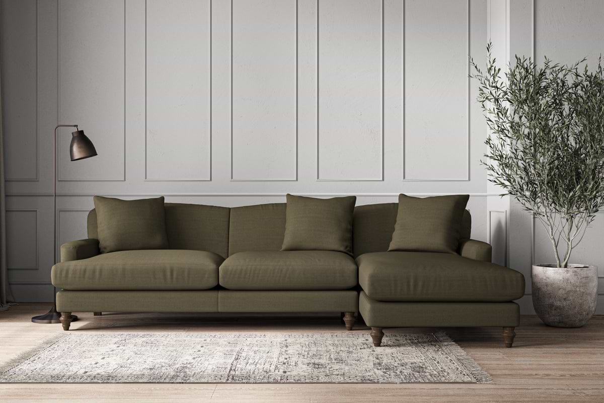 Deni Grand Right Hand Chaise Sofa - Recycled Cotton Fatigue-MAKE TO ORDER-Nkuku