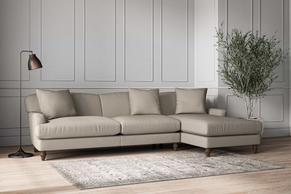 Deni Grand Right Hand Chaise Sofa - Recycled Cotton Flax
