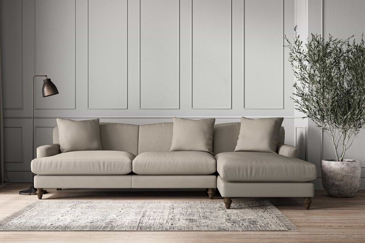 Deni Grand Right Hand Chaise Sofa - Recycled Cotton Flax-MAKE TO ORDER-Nkuku