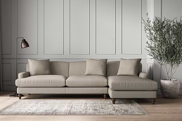 Deni Grand Right Hand Chaise Sofa - Recycled Cotton Flax