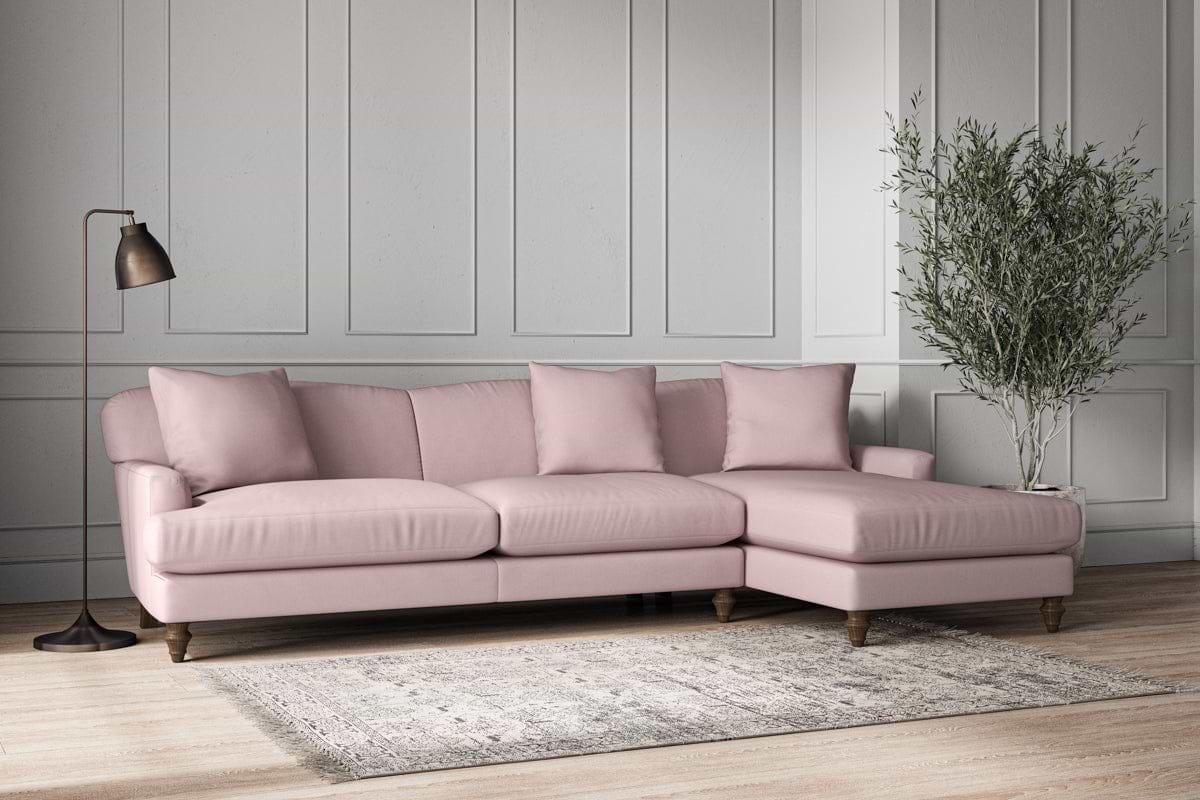 Deni Grand Right Hand Chaise Sofa - Recycled Cotton Lavender