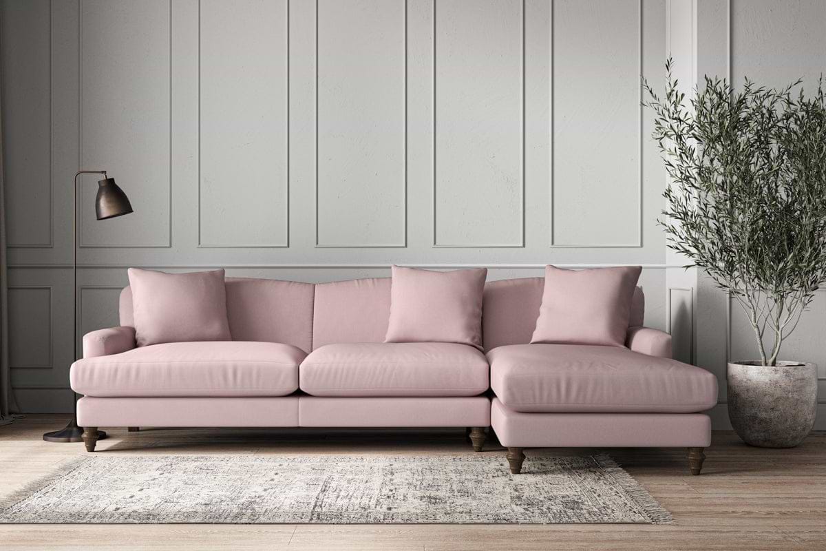 Deni Grand Right Hand Chaise Sofa - Recycled Cotton Lavender-MAKE TO ORDER-Nkuku