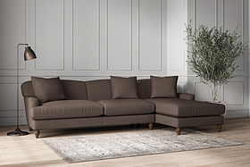Deni Grand Right Hand Chaise Sofa - Recycled Cotton Mocha
