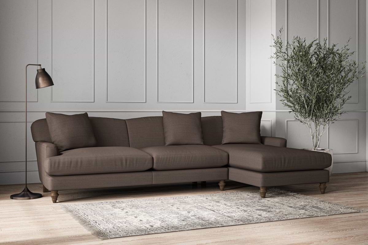 Deni Grand Right Hand Chaise Sofa - Recycled Cotton Mocha