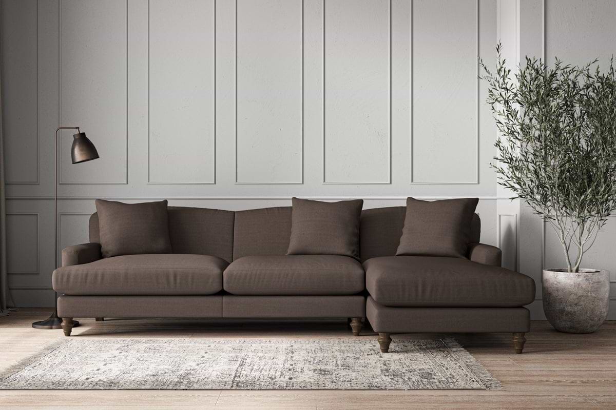 Deni Grand Right Hand Chaise Sofa - Recycled Cotton Mocha-MAKE TO ORDER-Nkuku
