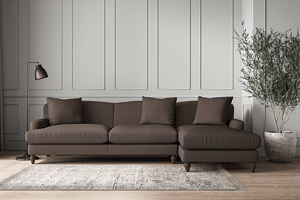 Deni Grand Right Hand Chaise Sofa - Recycled Cotton Mocha