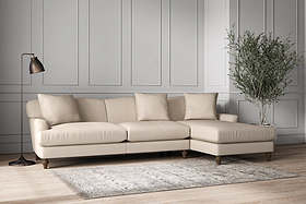 Deni Grand Right Hand Chaise Sofa - Recycled Cotton Natural