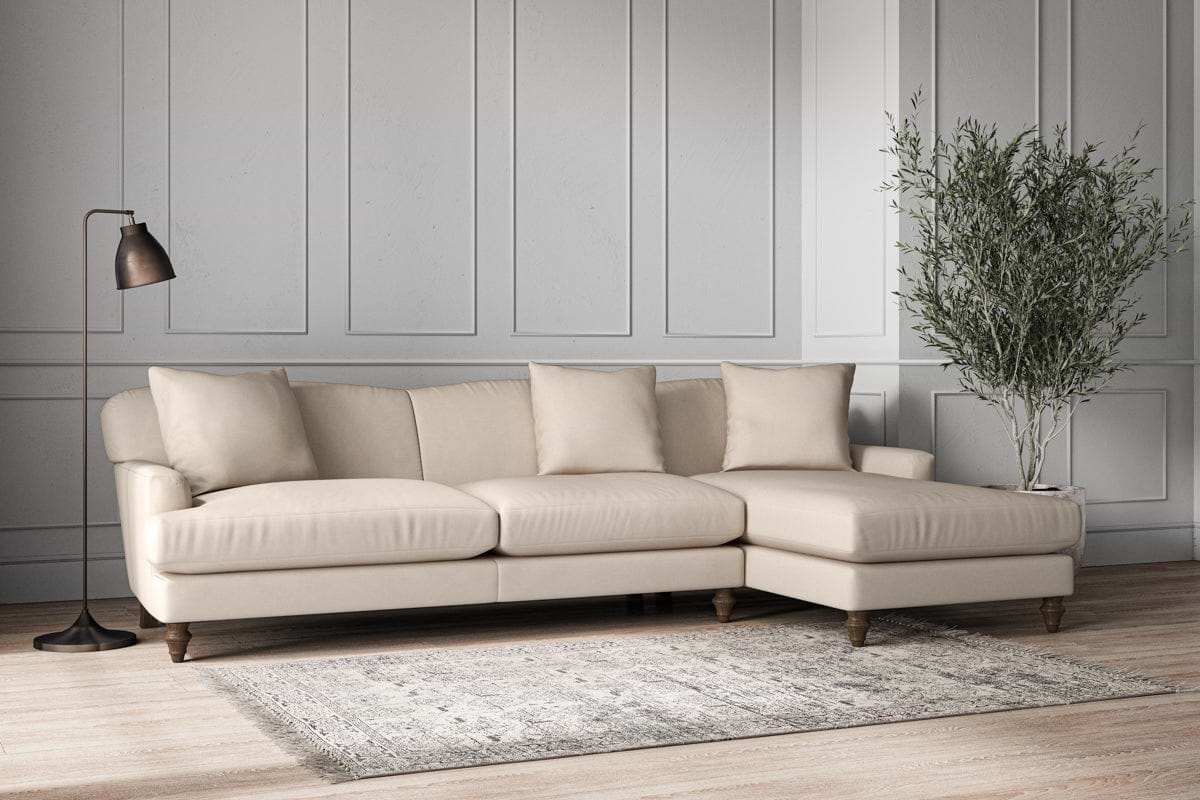 Deni Grand Right Hand Chaise Sofa - Recycled Cotton Natural