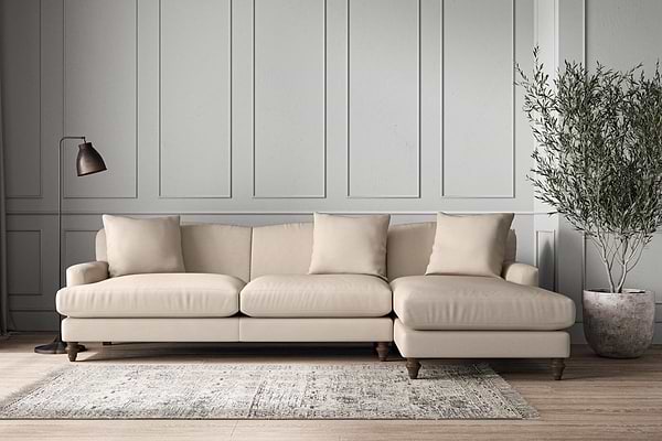 Deni Grand Right Hand Chaise Sofa - Recycled Cotton Natural