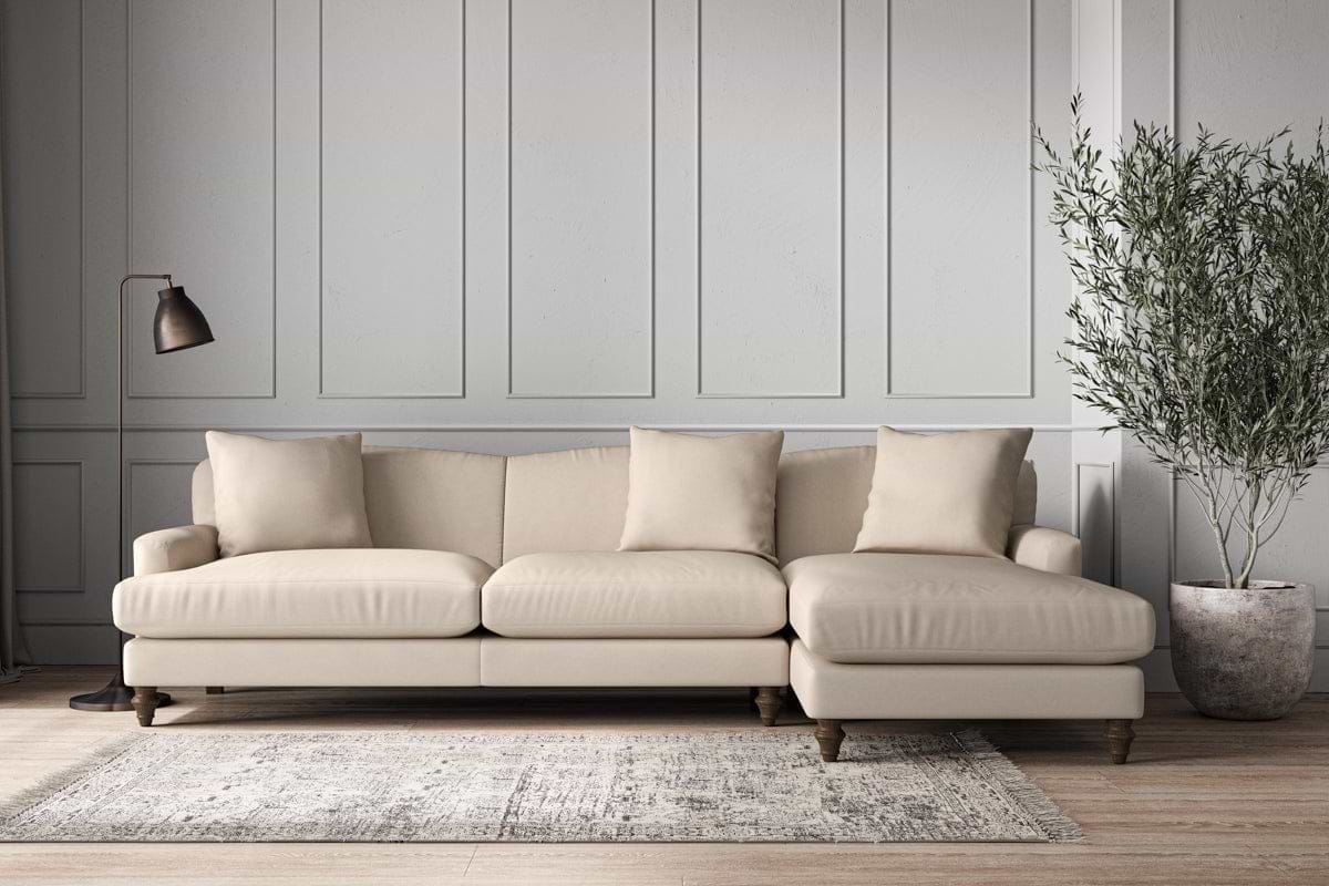 Deni Grand Right Hand Chaise Sofa - Recycled Cotton Natural