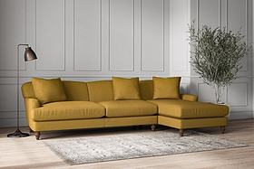 Deni Grand Right Hand Chaise Sofa - Recycled Cotton Ochre