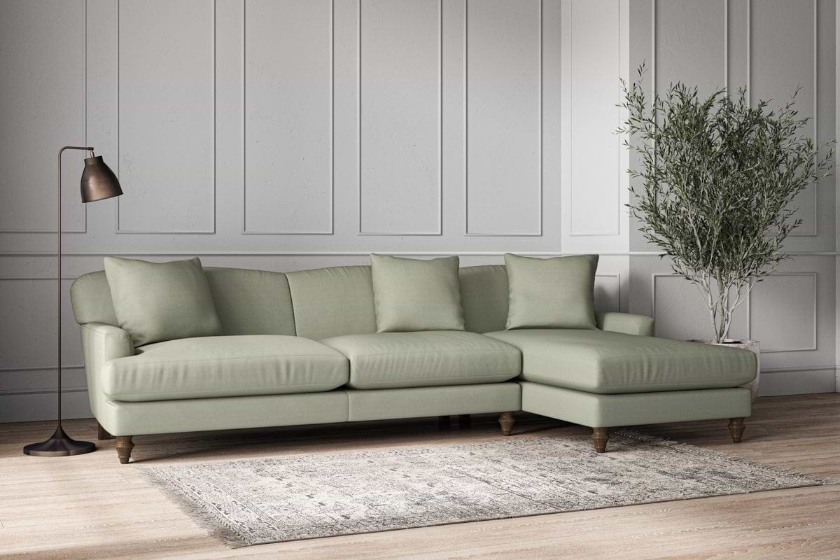 Deni Grand Right Hand Chaise Sofa - Recycled Cotton Seaspray