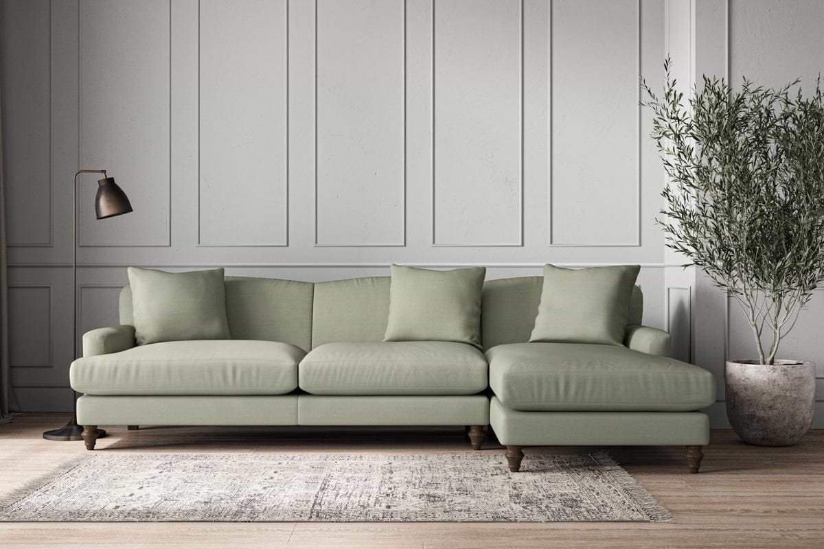 Deni Grand Right Hand Chaise Sofa - Recycled Cotton Seaspray-MAKE TO ORDER-Nkuku
