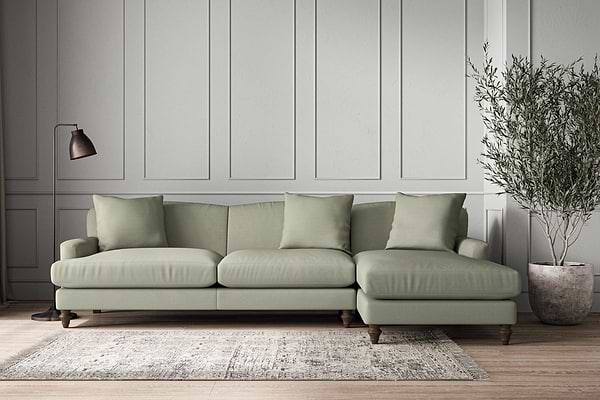 Deni Grand Right Hand Chaise Sofa - Recycled Cotton Seaspray