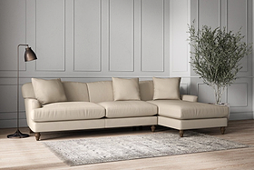 Deni Grand Right Hand Chaise Sofa - Recycled Cotton Stone