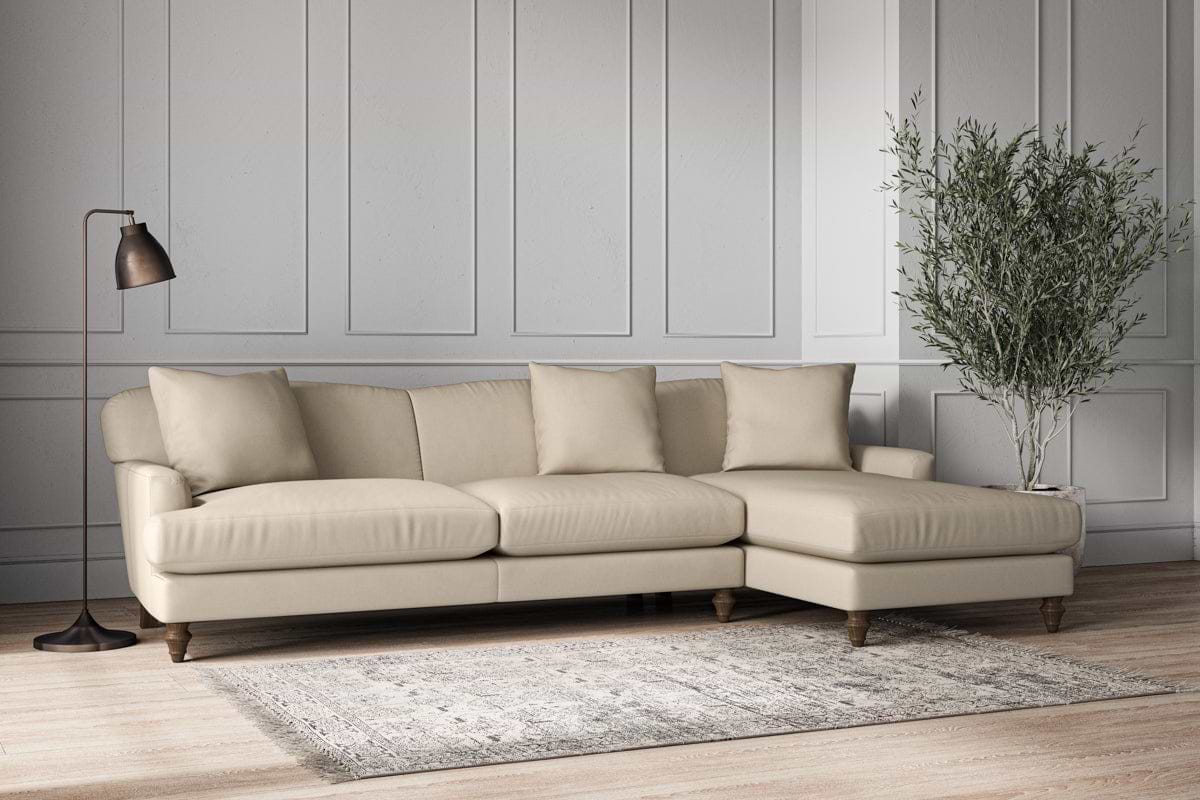 Deni Grand Right Hand Chaise Sofa - Recycled Cotton Stone