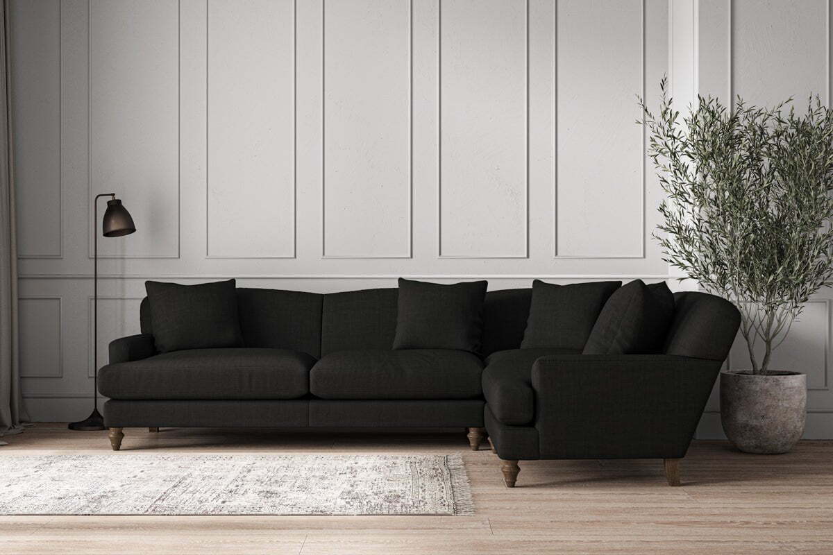 Deni Grand Right Hand Corner Sofa - Brera Linen Charcoal-MAKE TO ORDER-Nkuku