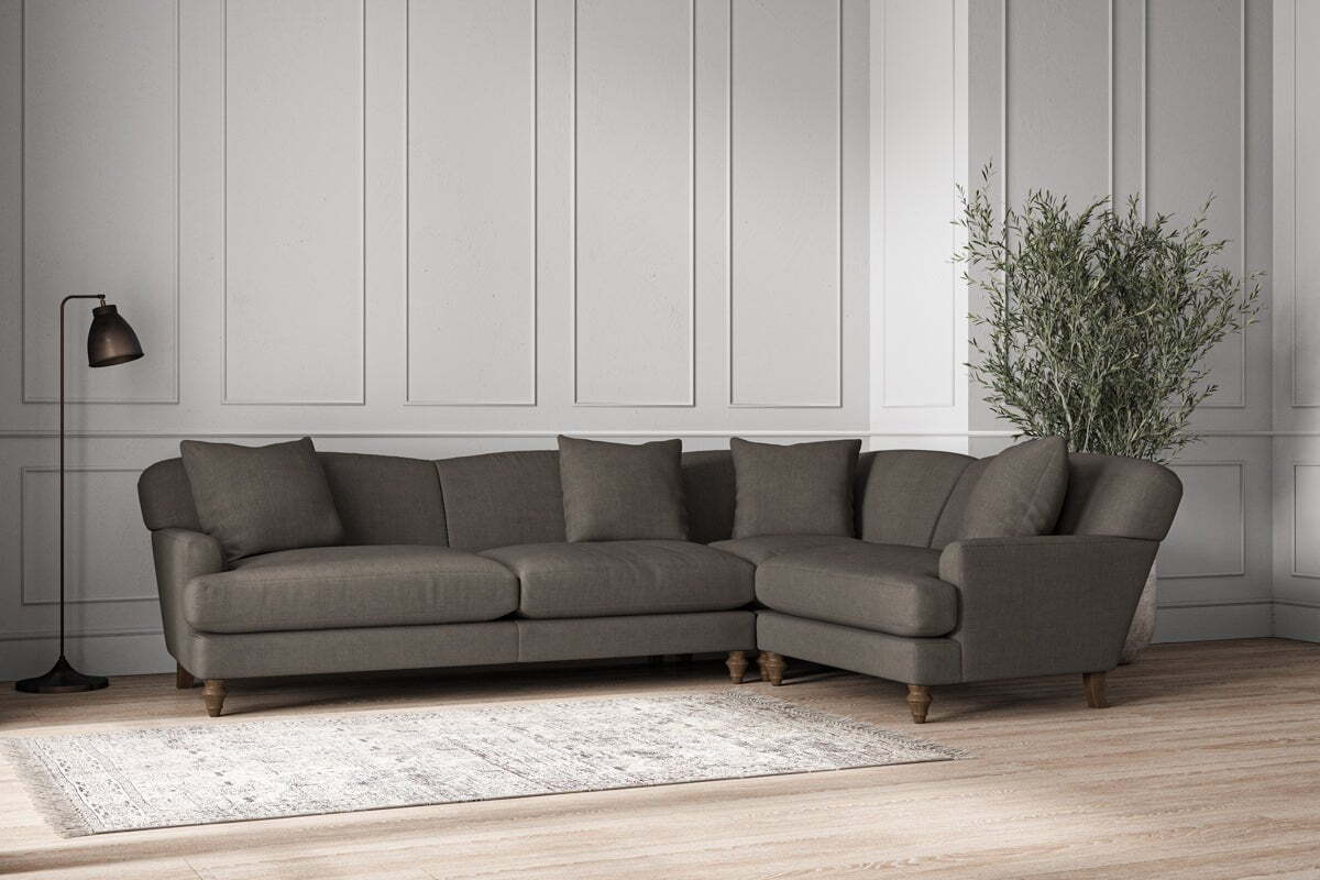Deni Grand Right Hand Corner Sofa - Brera Linen Granite-MAKE TO ORDER-Nkuku
