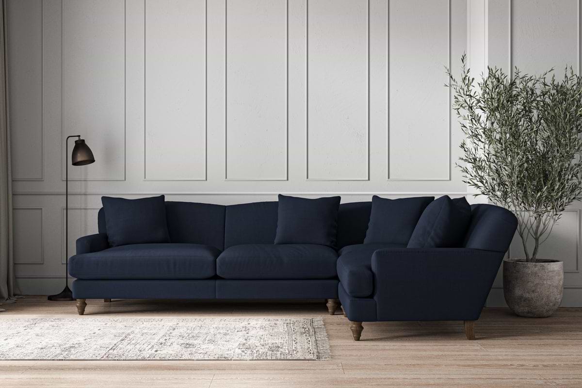 Deni Grand Right Hand Corner Sofa - Brera Linen Indigo-MAKE TO ORDER-Nkuku