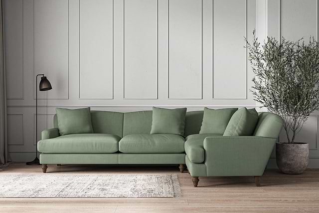 Deni Grand Right Hand Corner Sofa - Brera Linen Jade-MAKE TO ORDER-Nkuku