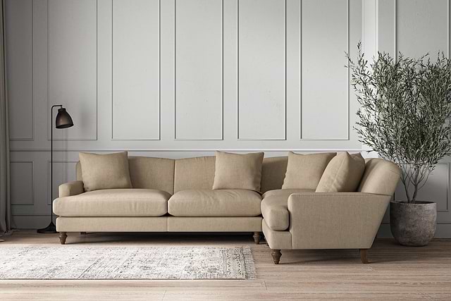 Deni Grand Right Hand Corner Sofa - Brera Linen Pebble
